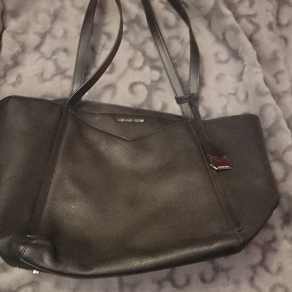 Michael Kors Black Tote with Distressed Leather Finish